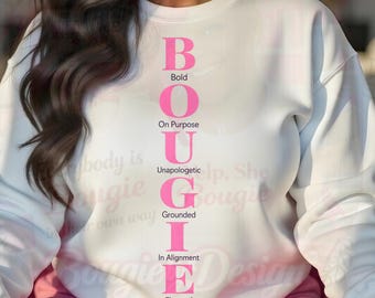 Afirmación del acrónimo BOUGIE PNG / Diseño de camiseta con tipografía de lujo (descarga instantánea)