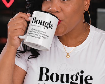 Bougie Definition Mug | Funny Boss Babe Coffee Mug | Soft Yet Savage Gift for Women | 11oz 15oz Ceramic Mug | Pink Black Red Navy