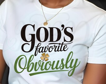 Camiseta favorita de Dios, gráfico de trébol cristiano (archivo digital)