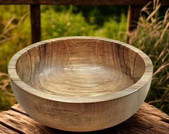 Handmade Wooden Bowl,  Large Rustic Serving Dish for Table, Salads, Fruits or Bread