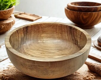 Handmade Walnut Wood Bowl: Rustic Salad Serving Dish