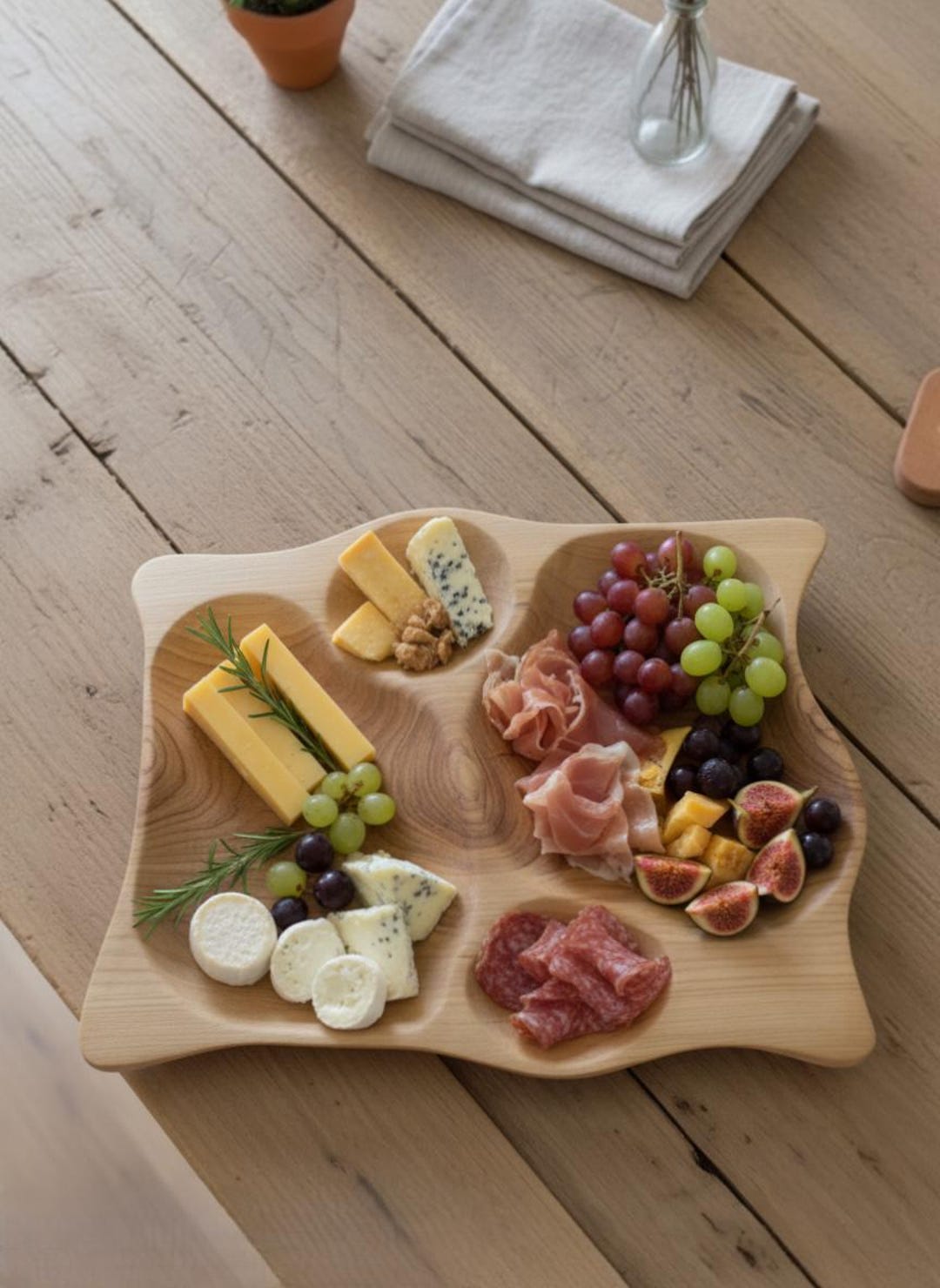 Wooden Serving Tray – Large Ash Plate, Rustic Charcuterie Board ...