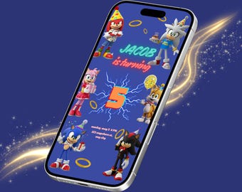 Sonic Birthday Invitation | Editable Party Invite | Sonic, Tails, Knuckles, Shadow, Amy| 5x7 Printable+Mobile Version | Digital Download