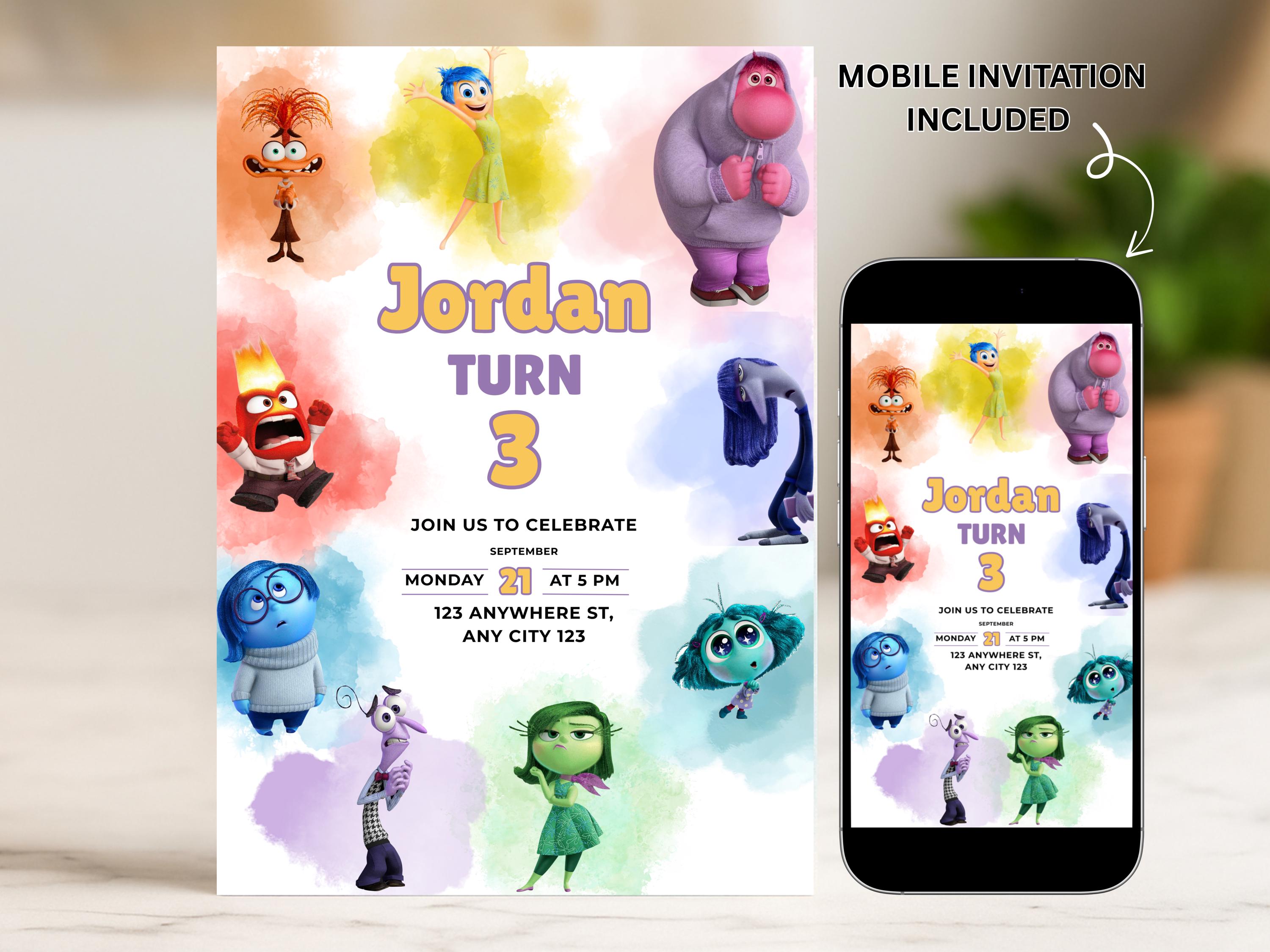 Editable Inside Out 2 Invitation • Canva Template • Digital Invite for ...