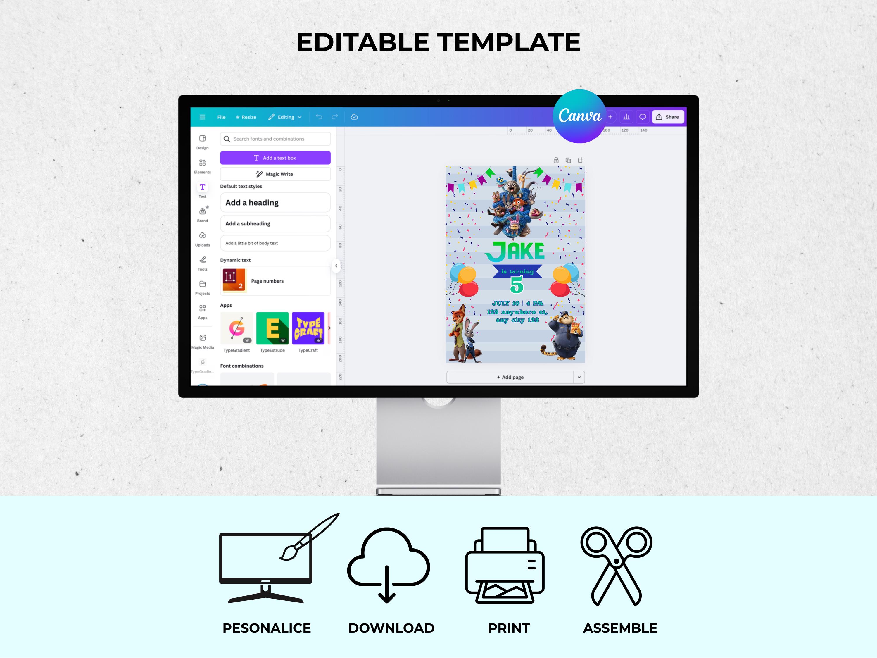 Editable Zootopia 2 Invitation • Canva Template • Digital Invite for ...
