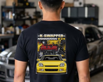 K24 Swapped Prelude Shirt, Prelude T-Shirt, JDM Car Tee, Engine Swap Shirt, Honda Lover Gift, Front and Back Graphic Tee