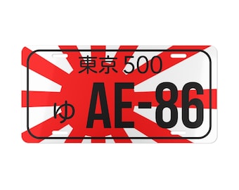 AE86 Aluminiowa tabliczka znamionowa Rising Sun – dekoracja garażu JDM