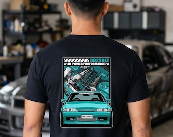 Skyline R32 RB25DET Turbo JDM T-Shirt, Tuner Car Enthusiast Tee