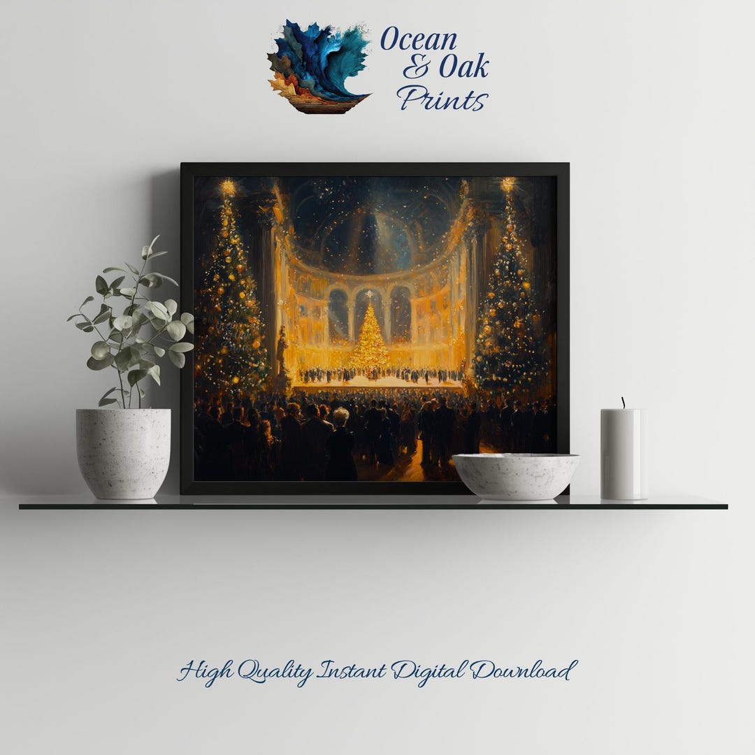 Vintage Christmas Opera Print – Festive Theater Stage Scene (digital ...