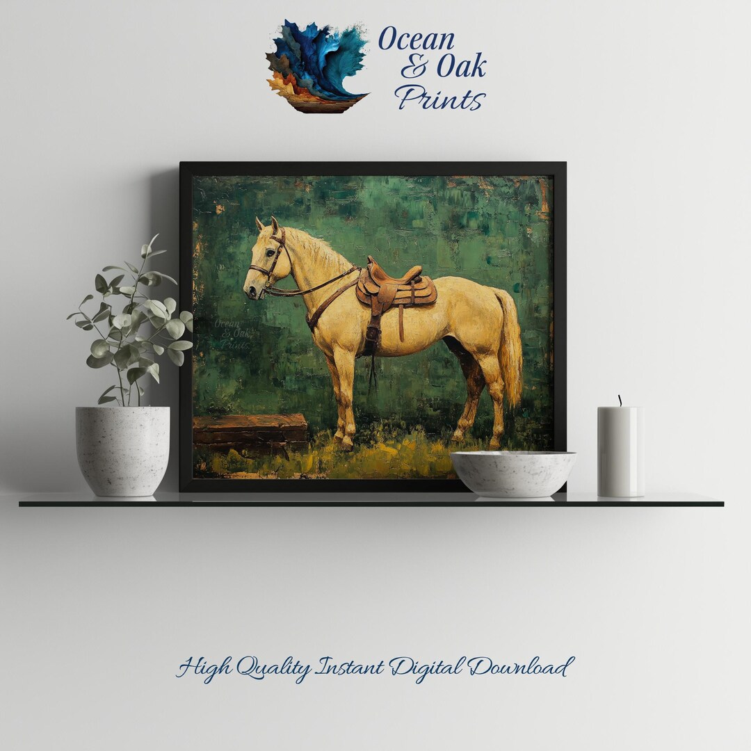 Vintage Horse Painting Art Print – Equestrian Wall Decor (digital ...
