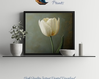 Vintage Tulip Painting: Cottagecore Floral Wall Art (Digital Download)
