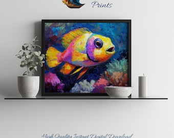 Parrotfish Coral Reef Print: Vibrant Tropical Ocean Art (Digital Print)