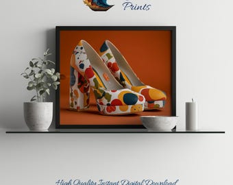 Retro Schuh Druck: Abstrakte Fashion Illustration (Digitaler Download)
