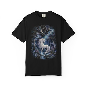Unicorn Shirt, Fantasy Unicorn Tee, Celestial Forest T-Shirt, Vintage Mystic Moon Graphic TShirt, Magical Gift Women, Sparkly Unicorn Tee image 17