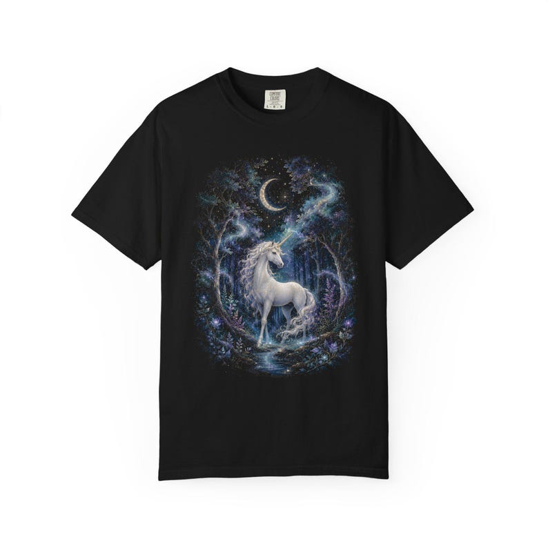 Unicorn Shirt, Fantasy Unicorn Tee, Celestial Forest T-Shirt, Vintage Mystic Moon Graphic TShirt, Magical Gift Women, Sparkly Unicorn Tee image 17