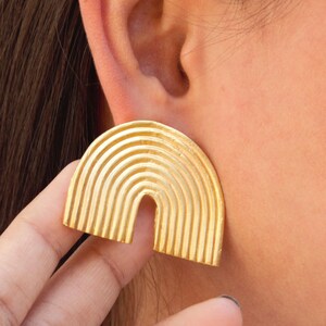 Orecchini pendenti con arco arcobaleno in oro giallo 22 carati - Gioielli alla moda in ottone semi-fine