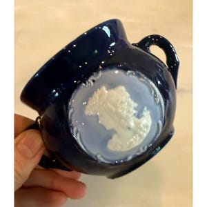 Vintage German Royal Medallion Blue Pottery Planter Cache Pot