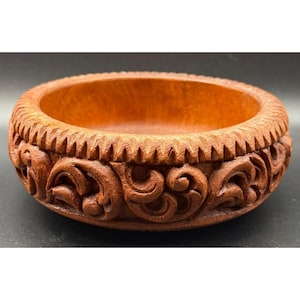 Vintage Mid Century Hand Carved Wooden Bowl