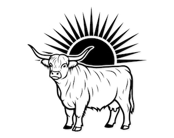 Highland Cow Svg Png: Bold Design For T-Shirt And Wall Art