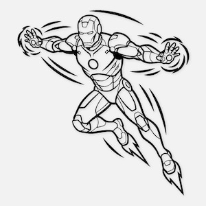 Flying Superhero SVG PNG: Bold Outline Digital Design for T-Shirts