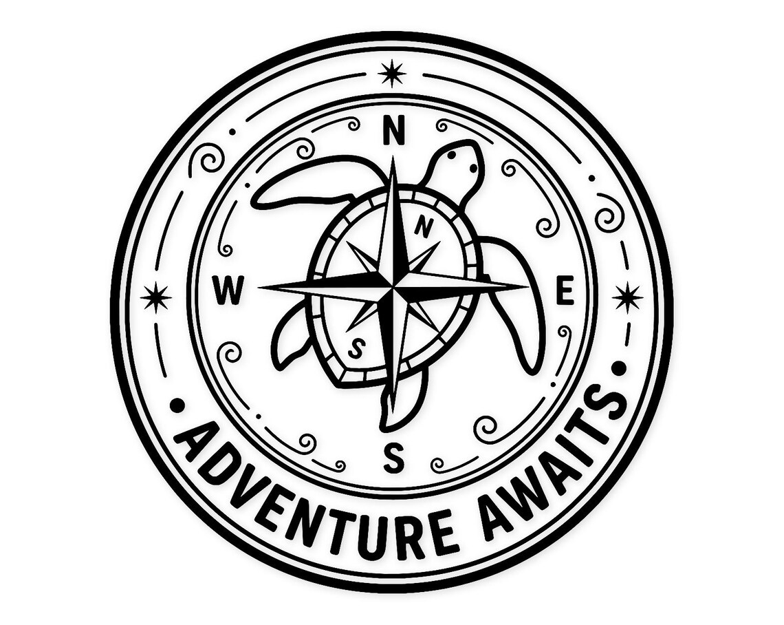 Compass Turtle Adventure Awaits Svg Png: Bold Turtle & Compass Design for Crafts - Etsy