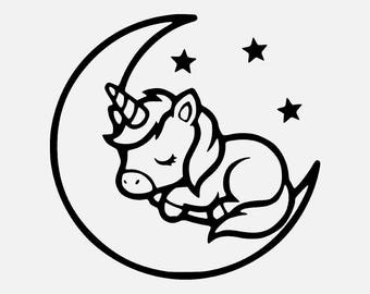 Unicorn And Moon Svg Png: Clean Line Art Design For Cricut