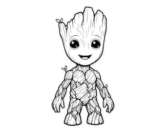 Groot's Outline Detail Svg Png: Cut Ready Digital Design For Cricut Silhouette