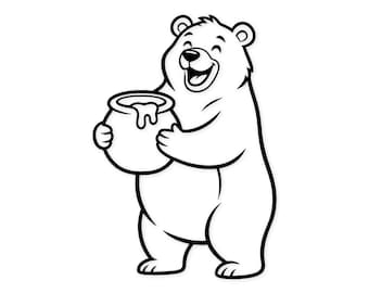 Kawaii Bear With Honey Svg Png: Cute Design For Kids' Crafts