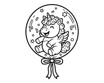 Unicorn In A Balloon Svg Png: Cute Design For Baby Showers