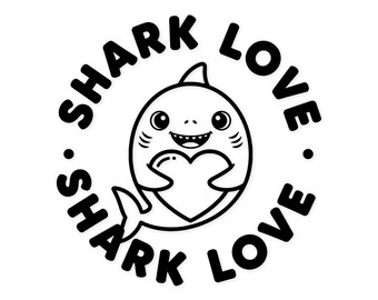 Diseño digital listo para cortar con temática de tiburones para San Valentín (SVG/PNG) para Cricut y Silhouette.