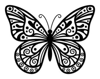 Papillon SVG PNG | Silhouette de papillon détaillée | Fichier de découpe d'insecte décoratif pour Cricut et Silhouette