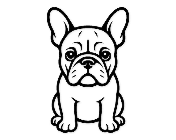フレンチブルドッグのSVG PNG: Cricut用のクリーンなラインアート