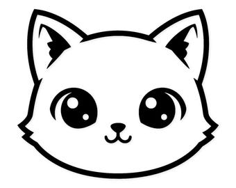 Icono de gatito kawaii Svg PNG: Diseño digital listo para cortar para Cricut Silhouette