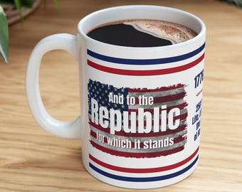 America 250 Pledge Mug, And to the Republic Design, 1776–2026