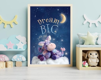 Dream Big Little One Print: Pastel Nursery Decor (Digital Download)