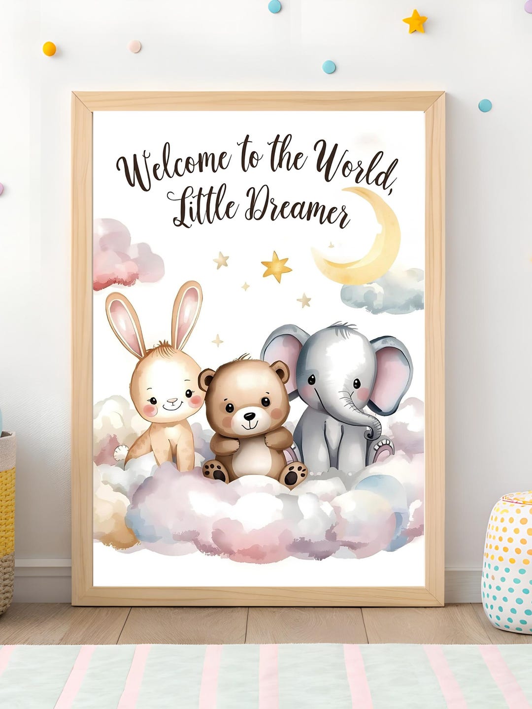 Welcome Little Dreamer Nursery Print – Baby Shower Gift (digital ...
