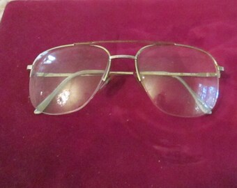 Vintage Men Aviator Eyewear Nouveau Mod Marco Brown Gold Half Glass Italy