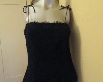 Vintage Camisole Blouse Black Lace Dressy size 12