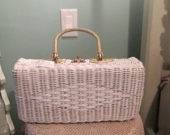 white wicker purse
