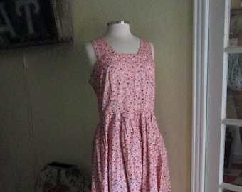 Vestido veraniego vintage de algodón con adorables lunares rojos M L