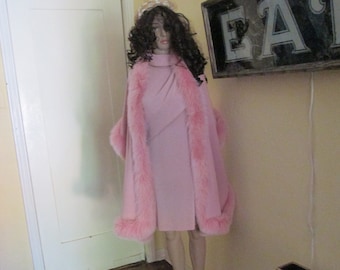 80s Victor Costa Pink Dress Matching Wrap 10