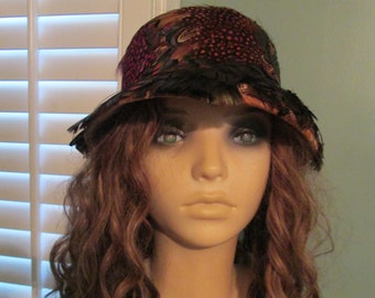 Madcaps Paris New York Bronze Brown Straw Cloche Rolled Brim Sun Hat Vintage Vintage 60s Madcaps Paris New York Brown Brimmed Hat, Bow  main image 4