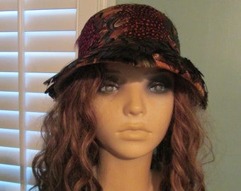 60s Pheasant Fedora Hat Multi Color