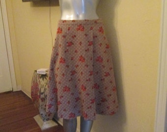 1960s Skirt Size 12 So Cute / Mod Skirt Beige Brown Orange