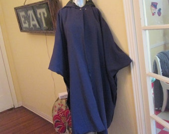 Vintage Raincoat Poncho Reversible Nylon Purple Wool One Size