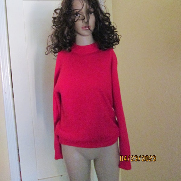 Vintage Red Cashmere Sweater Pullover Large