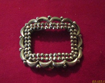 Vintage 1920s Cut Steel Brooch Square Shape