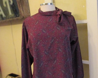 Vintage The Villager Paisley Blouse With Neck Tie 12