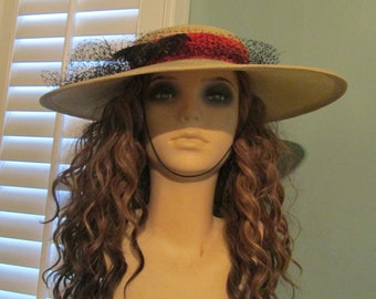 Vintage Wide Brim Straw Hat Christine Original