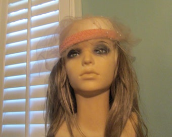 Vintage Pink Pillbox Hat Veil Faux Pearls Pink Bridal Hat